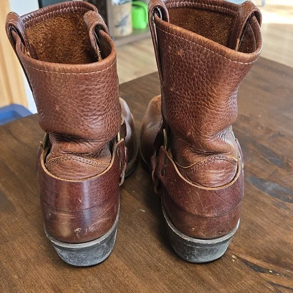 Frye Brown Leather Harness Moto Boots - Picture 2 of 8